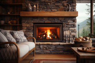 Inserts de cheminée à bois et à granulés dans un salon chaleureux