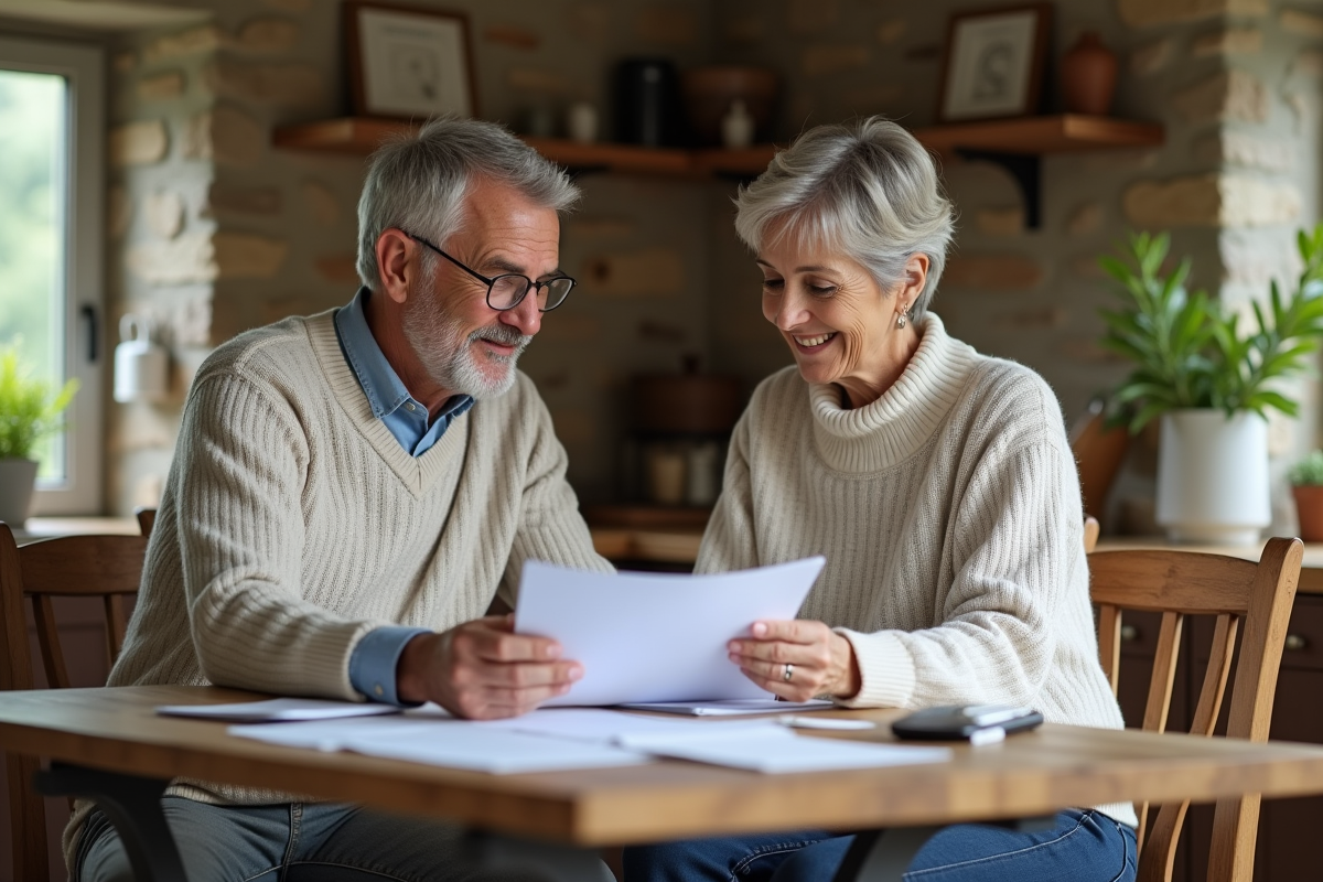 Couple détendu dans une cuisine rustique en campagne