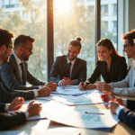 Groupe de professionnels en réunion sur l'investissement responsable
