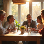 Famille multigenerational partageant un repas chaleureux