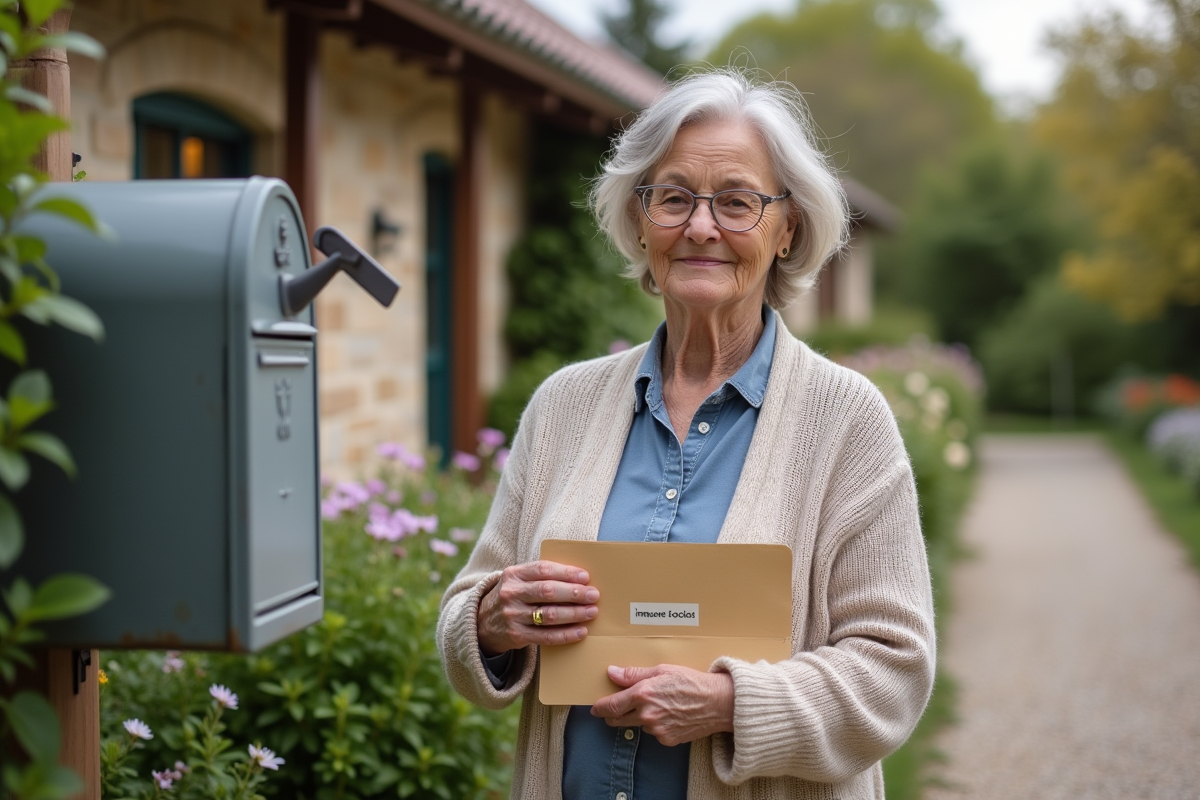 Femme âgée tenant une enveloppe d
