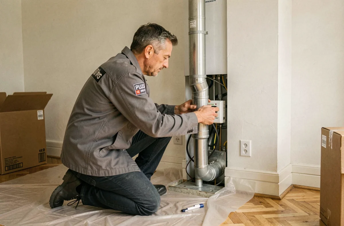Spécialiste en installation de chauffage à Witry-lès-Reims réseau Plus que pro posant une chaudière à condensation