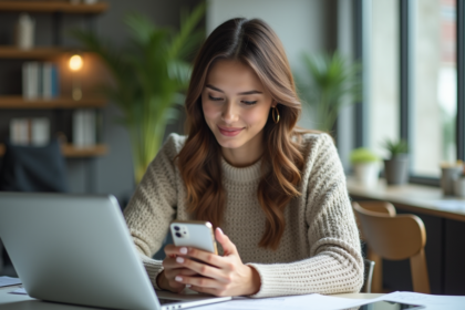 Jeune femme professionnelle en brainstorming au bureau