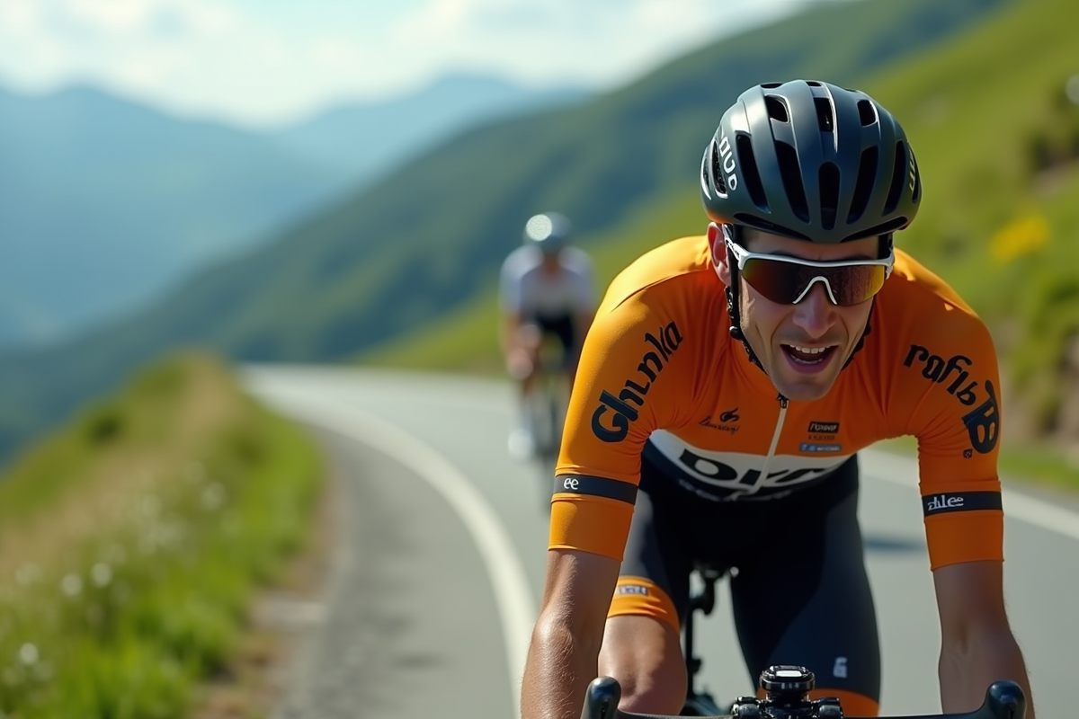 Cavendish en montée avec détermination sur la route alpine