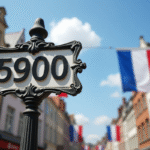 Panneau de rue à Lille avec le code postal 59000 ensoleillé
