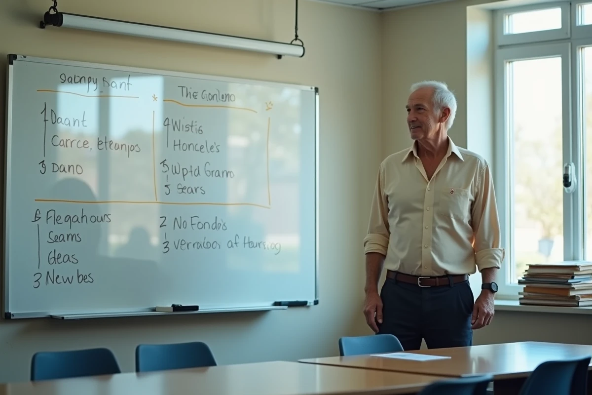 Professeur proche de la retraite analysant la progression salariale de la grille hors classe au tableau