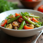 Bol de légumes sautés avec poireaux et lentilles frais